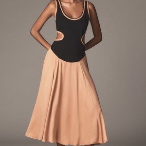 Maeve / Anthropologie Sleeveless Scoop-Neck Chain-Trim Cutout Midi Dress